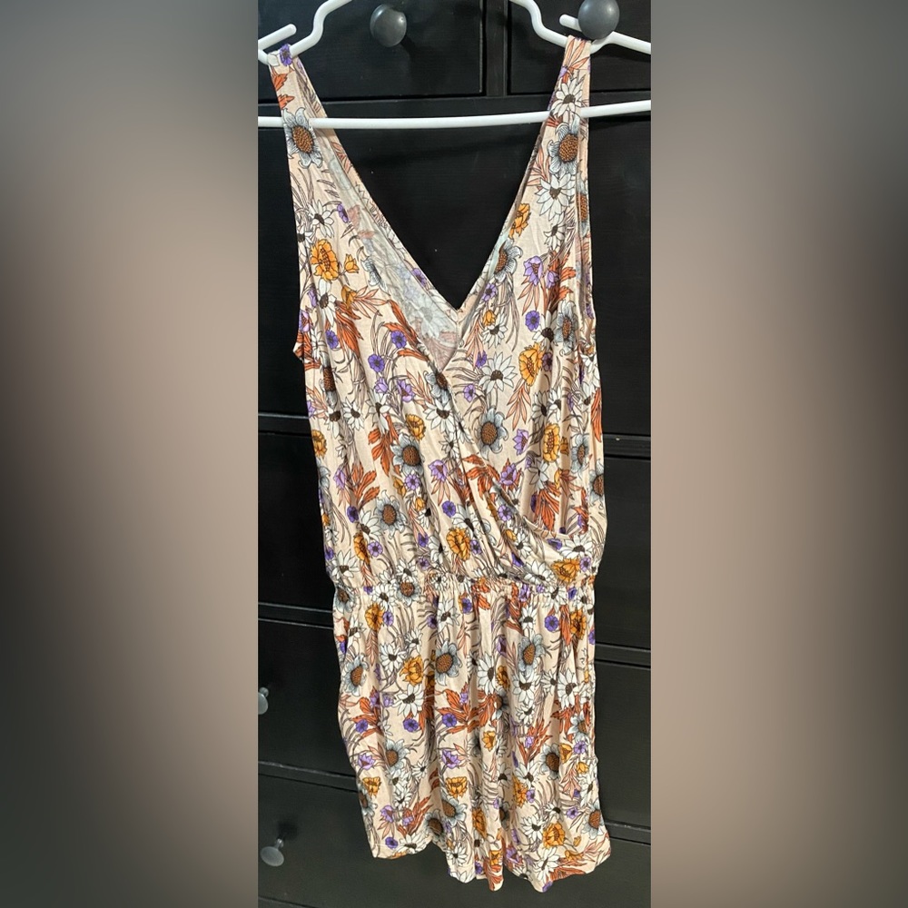 Short floral tank romper